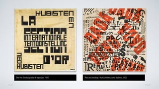 AVANÇARVOLTAR
Theo van Doesburg cartaz de exposição, 1920. Theo van Doesburg e Kurt Schwitters, cartaz dadaísta , 1922
 