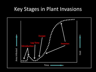 Key Stages in Plant Invasions



                                Escape

                         Lag Time          Invasion
                Introduction
Area Infested




                                                      Cost
                                    Time
 