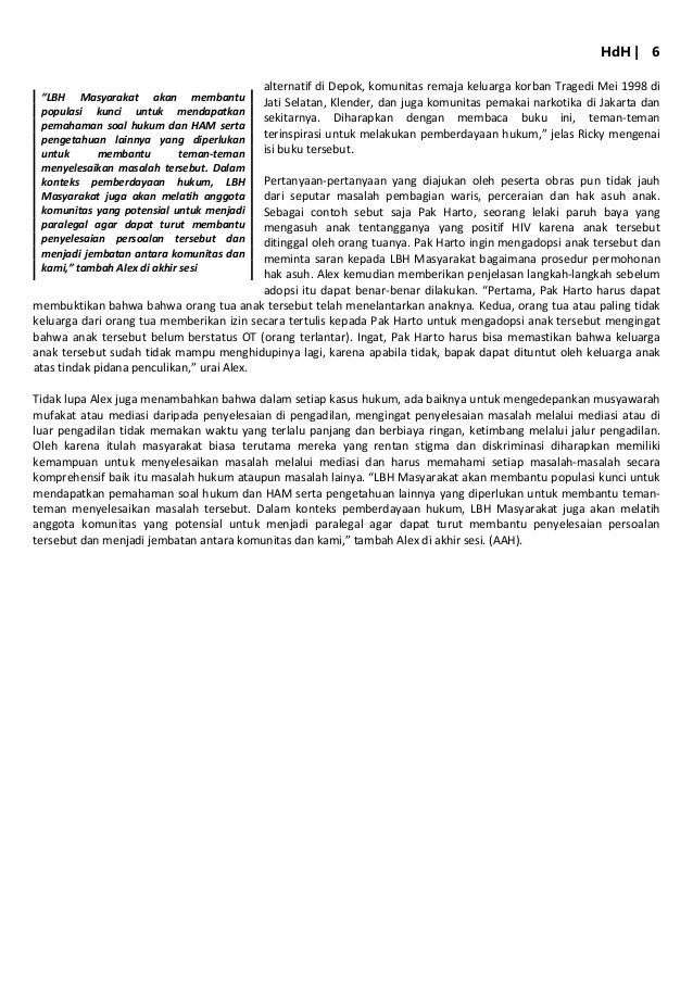 Hak Asasi Manusia dan HIV, No. 2, 2010 - LBH Masyarakat