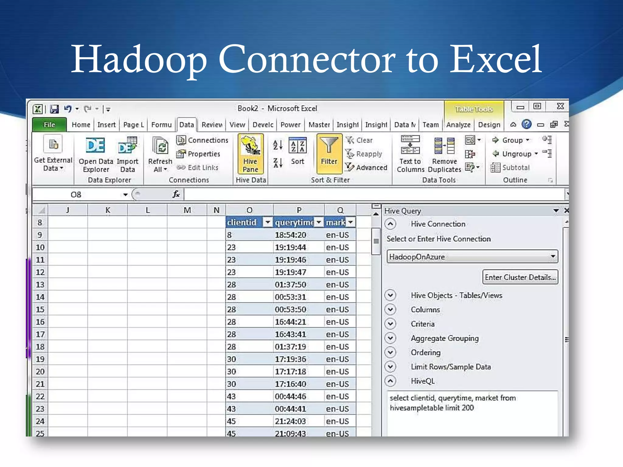 Hadoop Connector to Excel
 