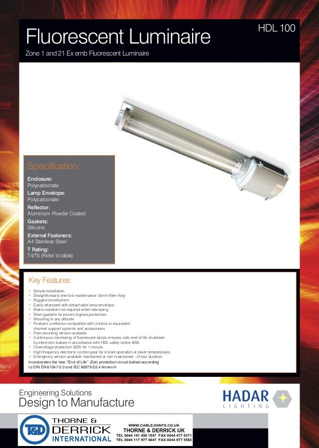 hadar hdl220 zone 1 zone 21 fluorescent luminaire ex emb fluore
