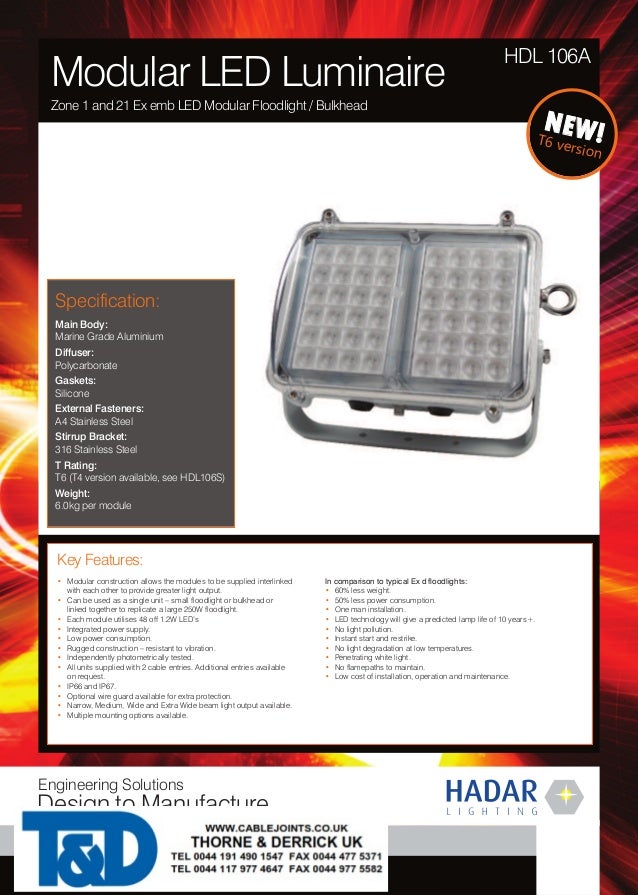 zone 1 atex led floodlight hadar hdl106a