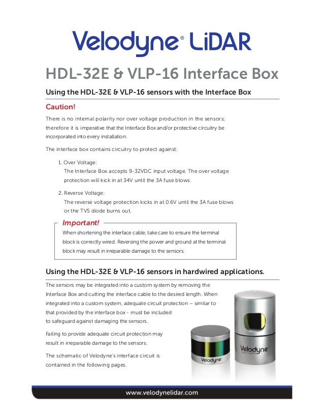 Velodyne VLP16 and HDL32 Interface Box