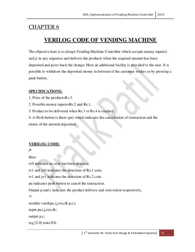 vending machine code in verilog