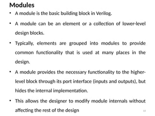 Module Block Verilog Drawing Example HDL_verilog_unit_1 for engagement subjects and technology | PPTX