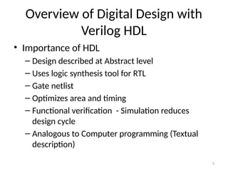 Pc Hdl HDL_verilog_unit_1 for engagement subjects and technology | PPTX
