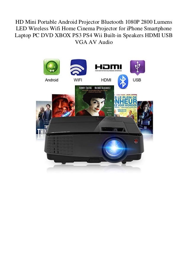 Hd Mini Portable Android Projector Bluetooth 1080p 2800 Lumens Led Wi