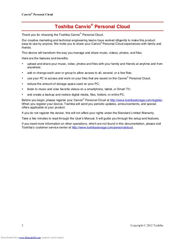 Toshiba canvio home software installer