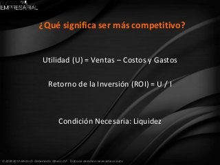 © 2008-2013 Héctor D. Debernardo. México D.F. Todos los derechos reservados al autor.
Utilidad (U) = Ventas – Costos y Gas...