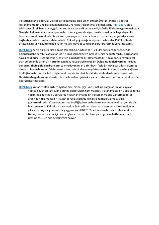 Hdpe boru