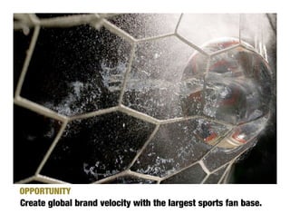 OPPORTUNITY
Create global brand velocity with the largest sports fan base.
 