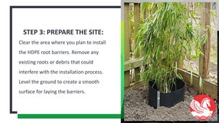 Root Barrier Install Step By Step Installation Process of HDPE Root Barrier | PDF