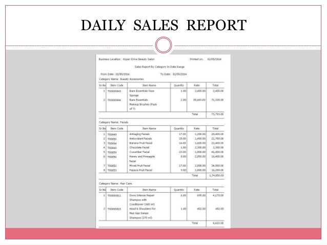 daily sale report