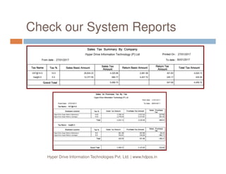 Check our System Reports
Hyper Drive Information Technologies Pvt. Ltd. | www.hdpos.in
 