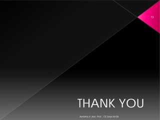 THANK YOU
Asnidha.V ,Asst. Prof. , CE Dept,M
THANK YOU
73
Asnidha.V ,Asst. Prof. , CE Dept,M-Dit
 
