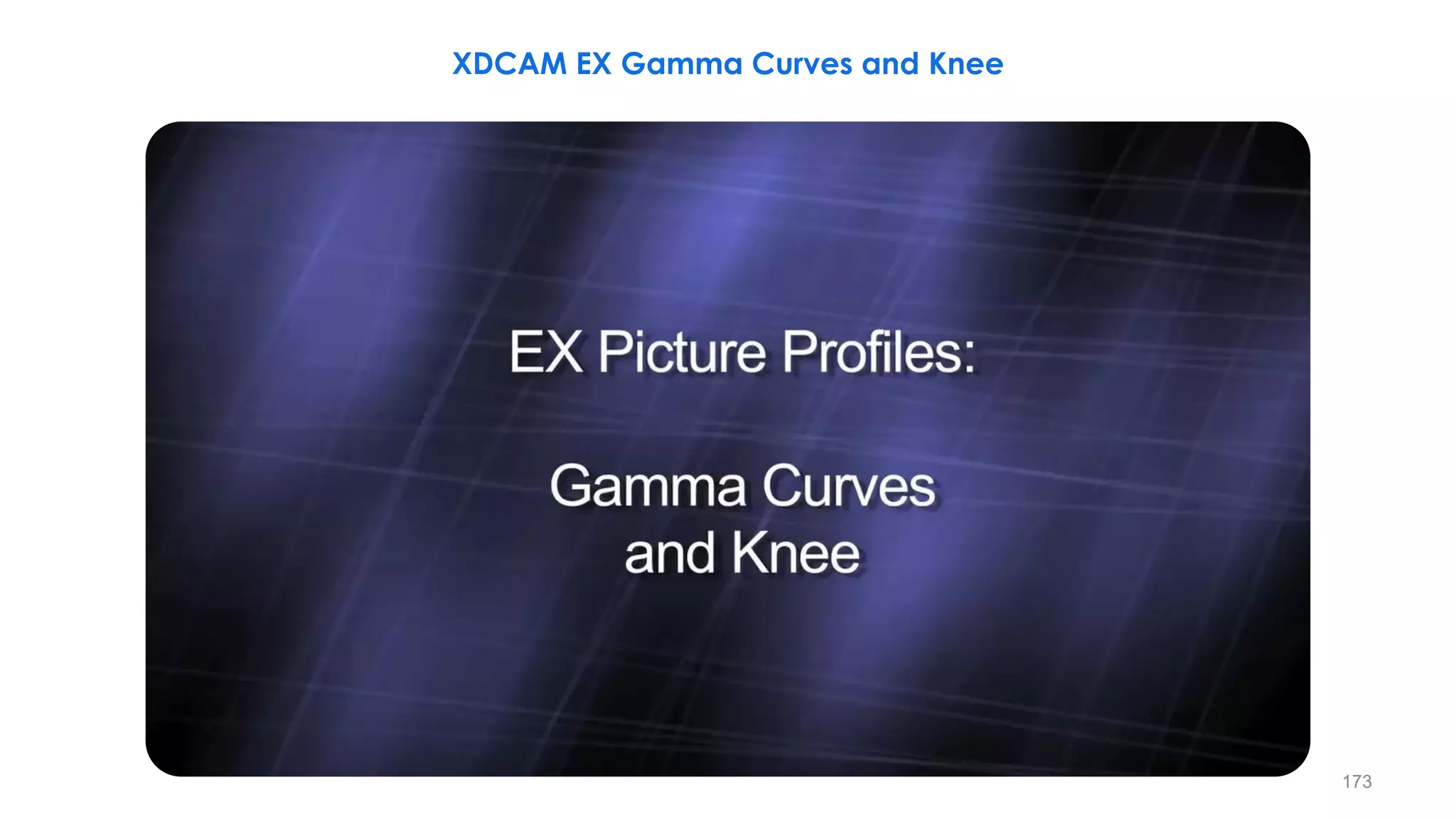 XDCAM EX Gamma Curves and Knee
173
 
