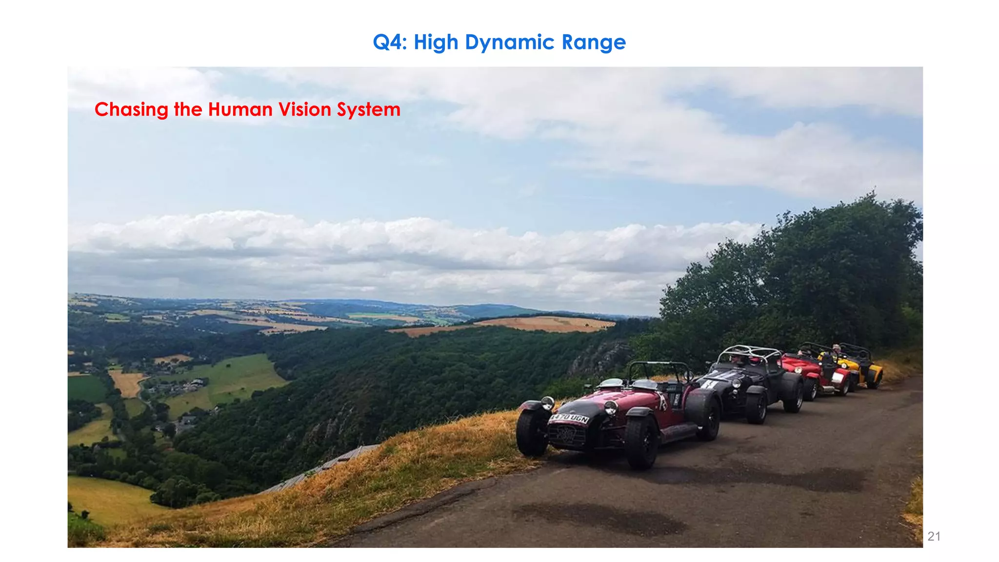 Chasing the Human Vision System
Q4: High Dynamic Range
21
 