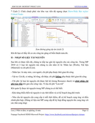 Hướng dẫn sử dụng Microsoft Project 2010 (Phần 2: Nhập dữ liệu) | PDF