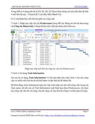 Hướng dẫn sử dụng Microsoft Project 2010 (Phần 2: Nhập dữ liệu) | PDF