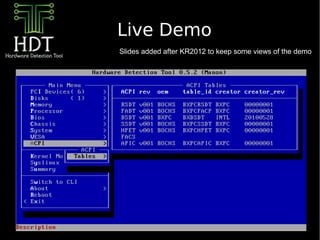Live Demo
Slides added after KR2012 to keep some views of the demo
 