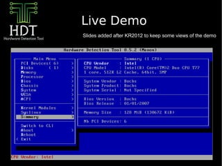 Live Demo
Slides added after KR2012 to keep some views of the demo
 