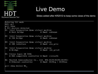 Live Demo
Slides added after KR2012 to keep some views of the demo
 