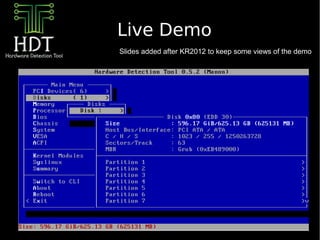 Live Demo
Slides added after KR2012 to keep some views of the demo
 