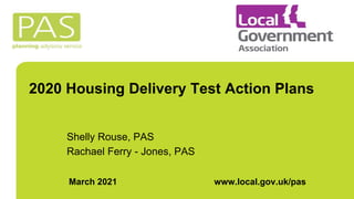 2020 Housing Delivery Test Action Plans
Shelly Rouse, PAS
Rachael Ferry - Jones, PAS
March 2021 www.local.gov.uk/pas
 