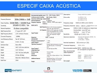 ESPECIF CAIXA ACÚSTICA
 