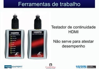Ferramentas de trabalho
Testador de continuidade
HDMI
Não serve para atestar
desempenho
 