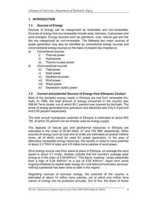 He 416 Hydropower Engg I Lecture Note Pdf