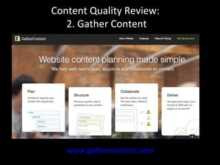 Content Quality Review:
2. Gather Content
www.gathercontent.com
 