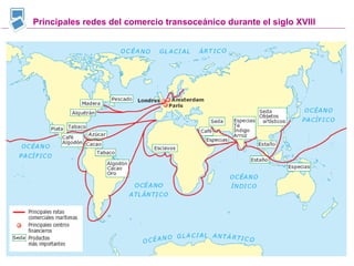 Principales redes del comercio transoceánico durante el siglo XVIII 