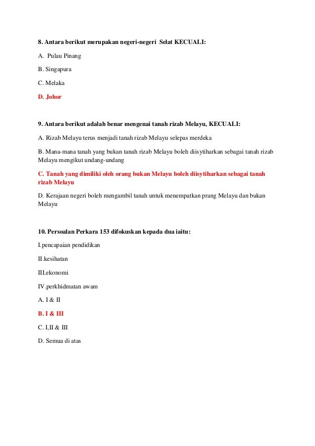 Soalan Dan Jawapan Hubungan Etnik Kuiz Past Year