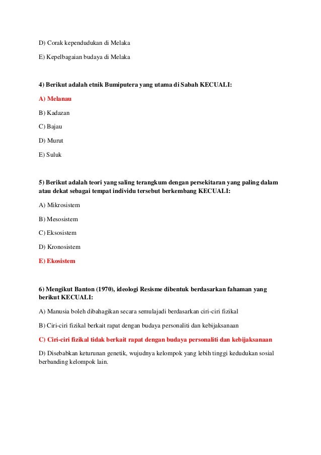 Soalan Past Year Hubungan Etnik - World Globe