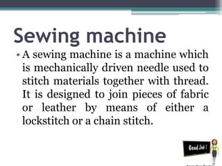 Functions of Sewing Machine Parts