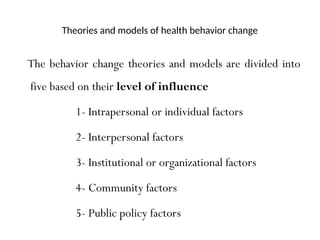 Chapter 3 Theories and models of behavior change | PPTX