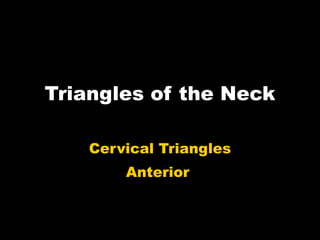 Triangles of the Neck Cervical Triangles Anterior  
