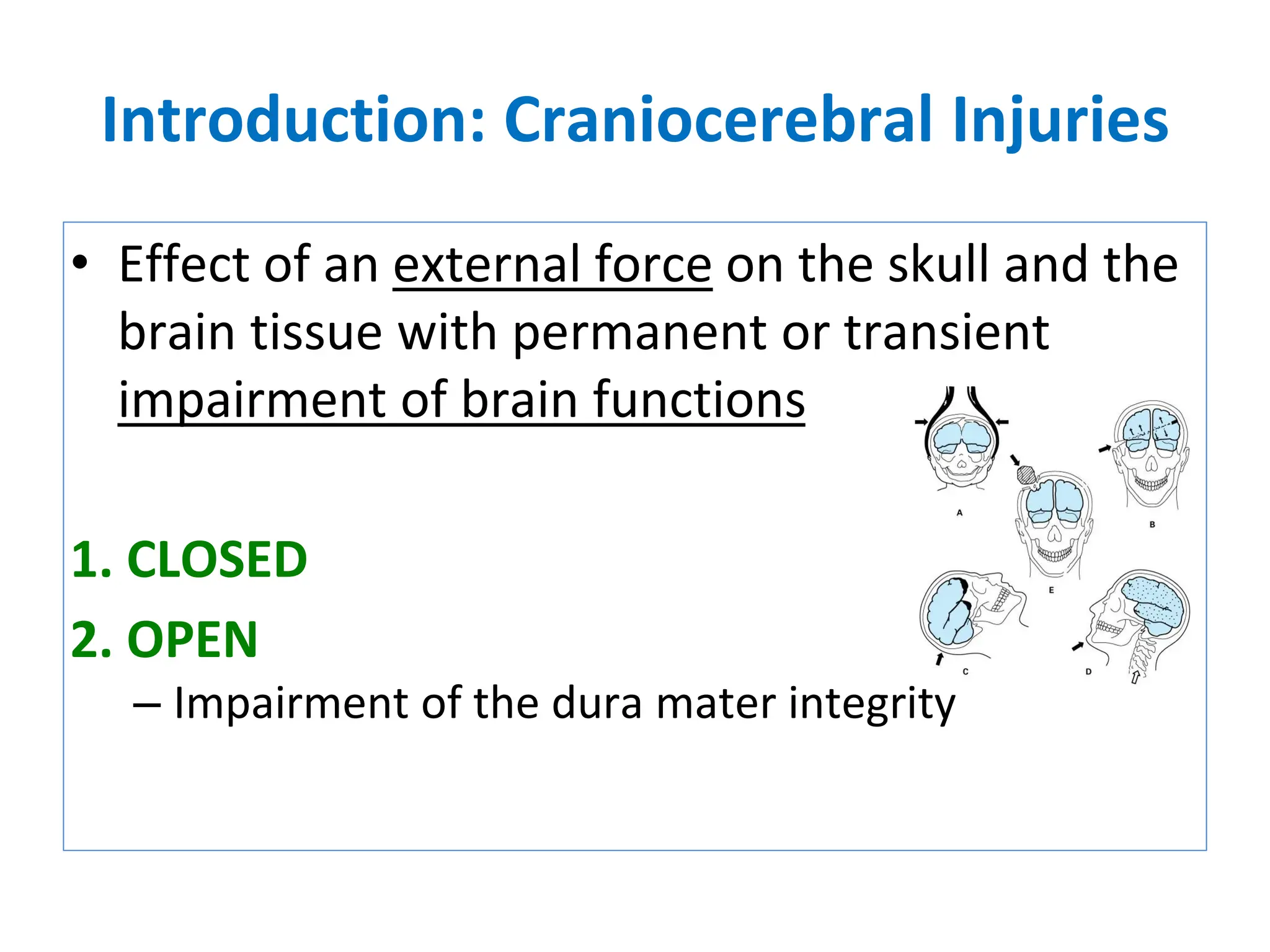 Head-and-spinal-cord-injury open and closed focal and diffuse primary ...