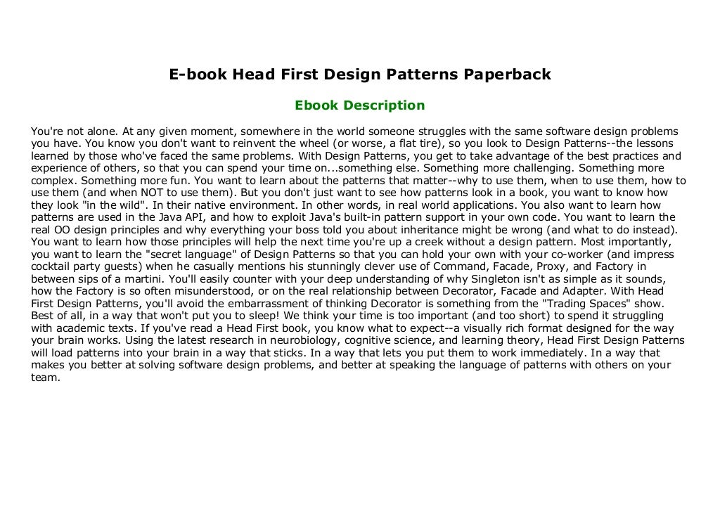 E book Head First Design Patterns Paperback