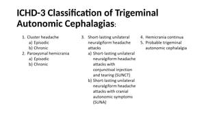 ICHD-3 Classification of Trigeminal
Autonomic Cephalagias:
 