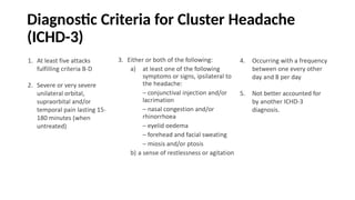 Diagnostic Criteria for Cluster Headache
(ICHD-3)
 
