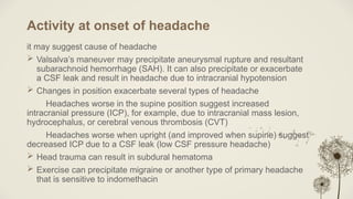 Headache Rca Example headache presentation at house officer level | PPTX