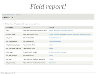 Field report!

Wednesday, January 15, 14

 