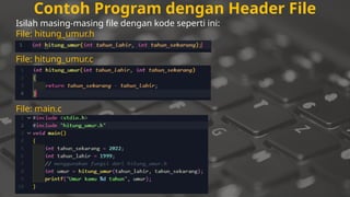 materi pemrograman dasar c tentang header | PPTX