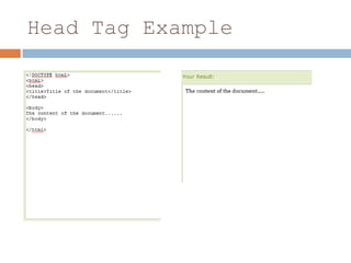 Head Tag Example
 