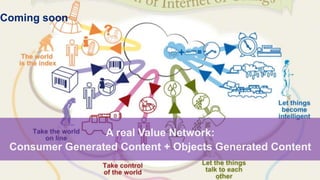 Coming soon

A real Value Network:
Consumer Generated Content + Objects Generated Content
30

 