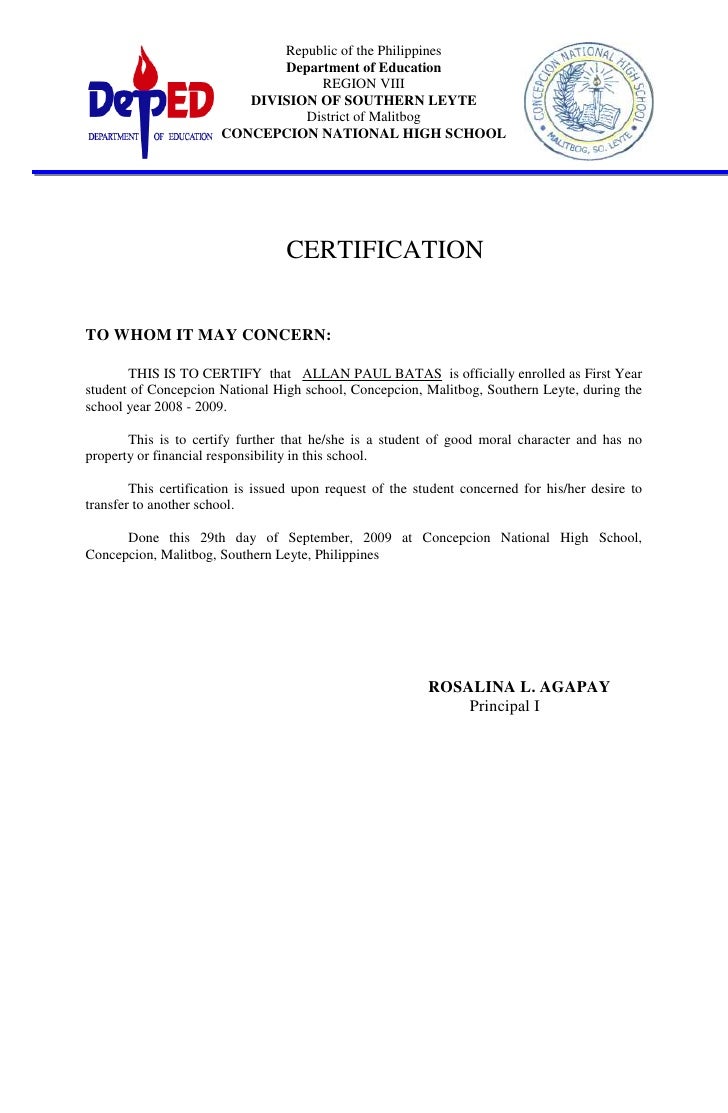  Sample Of Character Certificate For Students Example Of Good Moral 