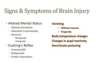 30
Cerebral concussion
• A concussion is defined as physiologic injury to the
brain without any evidence of structural alt...