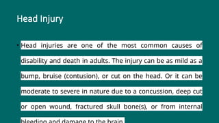 Head Disability Head Injury Nursing Mangement for Nursing students | PPTX